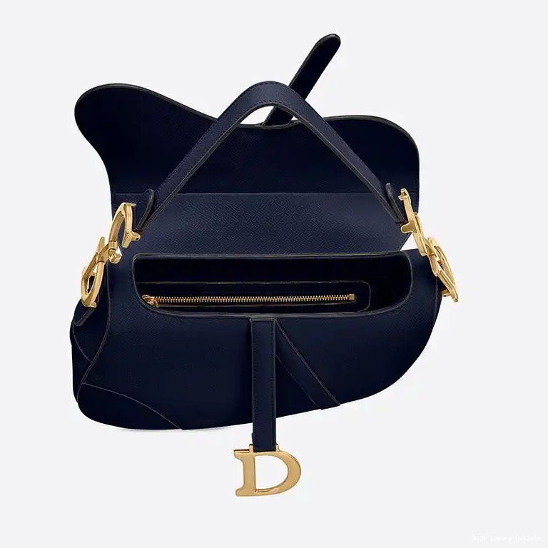 Cheap Blue Calfskin Dior Saddle Navy Grained Bag 0427 Luxury